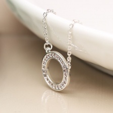 Silver Plated, Crystal Set Hoop Pendant Necklace by Peace of Mind